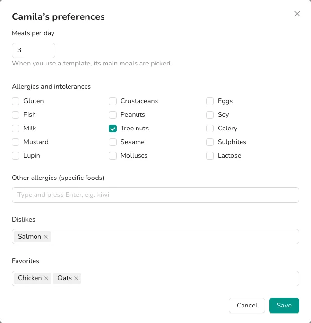 Editing the patient’s preferences