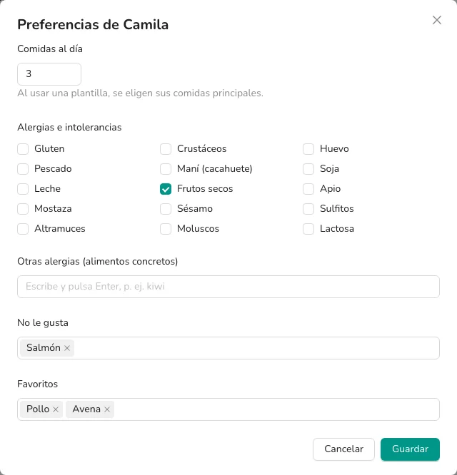 Editar las preferencias del paciente