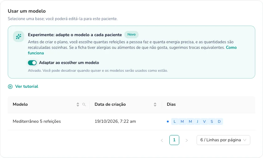 Ative Adaptar ao escolher um modelo