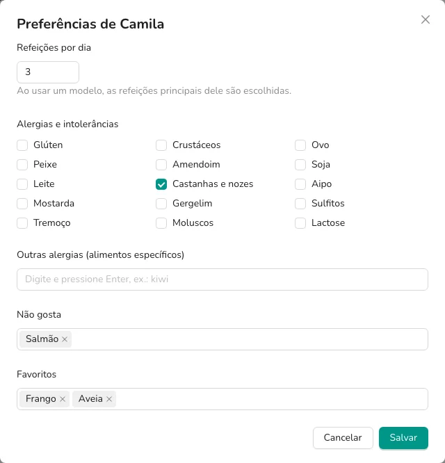 Editar as preferências do paciente